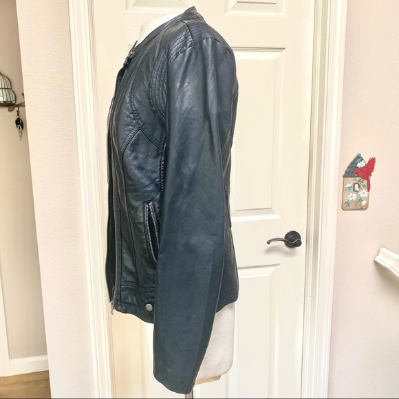 SEBBY COLLECTION Black Faux Leather Moto Jacket Medium - Picture 5 of 16